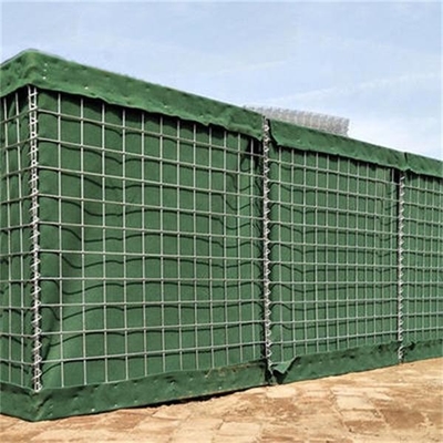 Olive Green Gabion Military Sand Wall Hesco Barrier PVC Coated 300g / M2